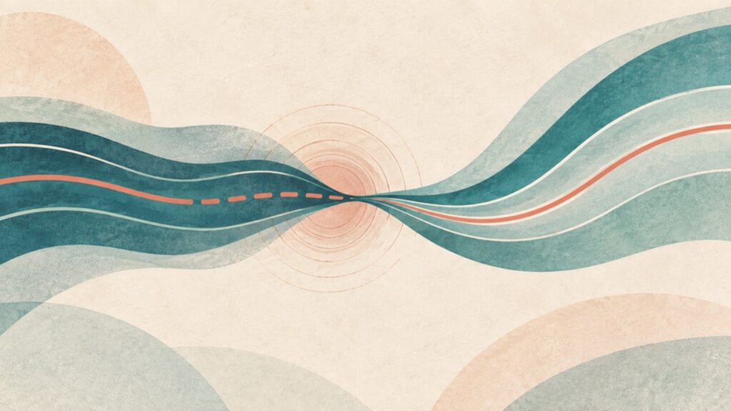 Illustrazione astratta di un passaggio che si restringe per rappresentare ansia e freezing nel Parkinson